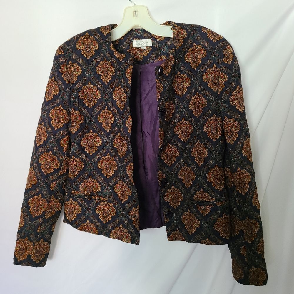 Sanford Vintage Quilted Pattern Button‎ Front Jacket sz 6